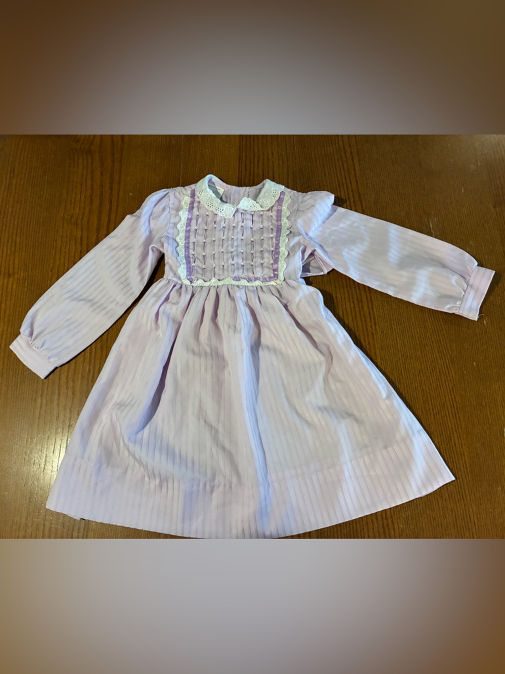 Vintage Lilac Girls' Long Sleeve Smocked Dress